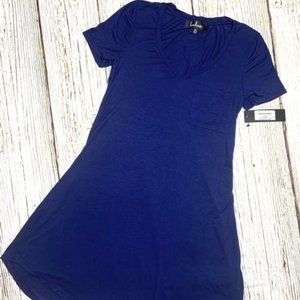 Navy Blue Loose Fitting V- Neck Dress